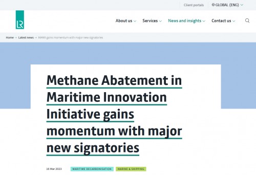 Methane Abatement in Maritime Innovation Initiative gains momentum with major new signatories